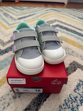 See Kai Run Riley Velcro sneakers Gray Denim 12 NIB